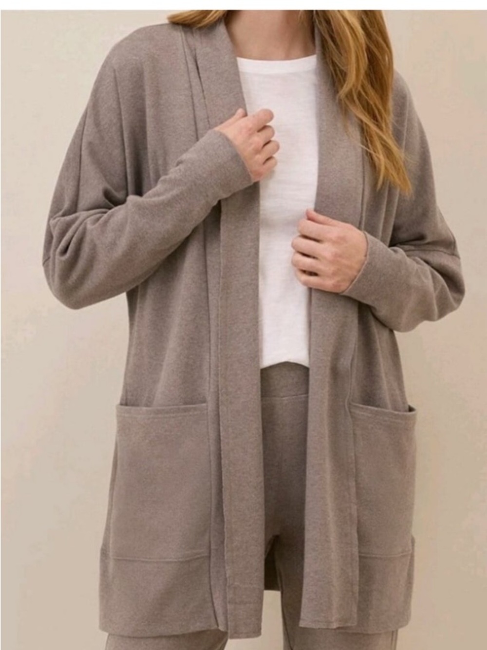 Pact Organic Airplane Wrap Cardigan Soft Oversized Draped Open Front Med/ Large